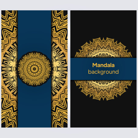 Cards or Invitations with tribal ethnic mandala ornament. For wedding, bridal, Valentine's day, greeting card or birthday invitation. Vector illustrationのイラスト素材