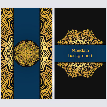 Cards or Invitations with tribal ethnic mandala ornament. For wedding, bridal, Valentine's day, greeting card or birthday invitation. Vector illustrationのイラスト素材
