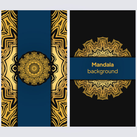 Color greeting card. Ethnic mandala pattern. Hand drawn vector illustrationのイラスト素材