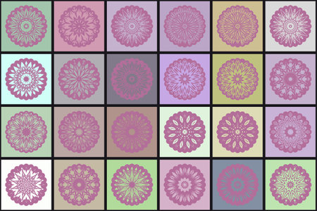 Mosaic with Luxury ornamental mandala design. Vector templateのイラスト素材