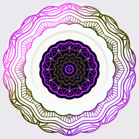 Ornamental round lace. Sacred oriental mandala. color floral ornament. Modern Decorative vector illustraation.のイラスト素材