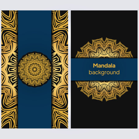 Invitation or wedding card with mandala. Template of greeting card, background pattern, fashion design. Vector illustrationのイラスト素材