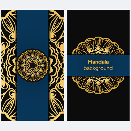 template with floral Mandala ornament. Lace pattern with hand drawn striped colorful Mandala. Vector illustrationのイラスト素材