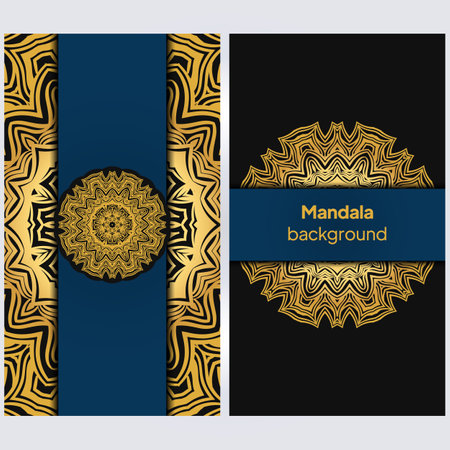 Color greeting card. Ethnic mandala pattern. Hand drawn vector illustrationのイラスト素材