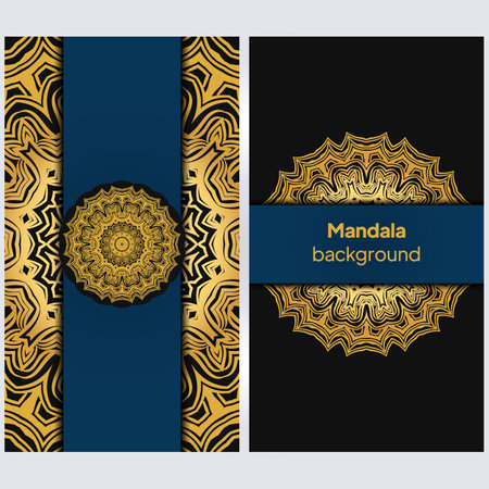 Cards or Invitations with tribal ethnic mandala ornament. For wedding, bridal, Valentine's day, greeting card or birthday invitation. Vector illustrationのイラスト素材