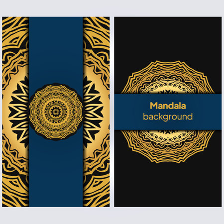 Invitation or wedding card with mandala. Template of greeting card, background pattern, fashion design. Vector illustrationのイラスト素材