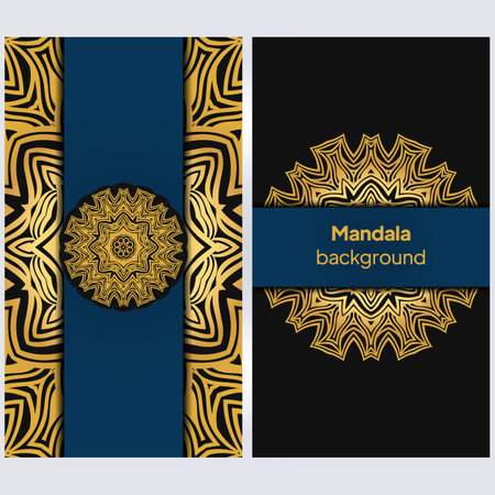 Flyer pages Ornament Illustration Concept with Mandala. Vintage Art Indian, Magazine. Vector Decorative Layout Design. Vectorのイラスト素材