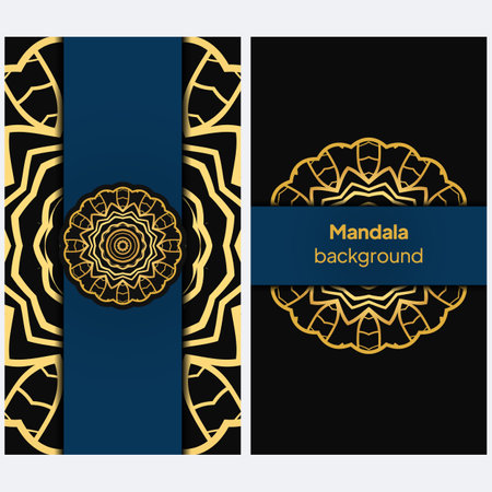 Color greeting card. Ethnic mandala pattern. Hand drawn vector illustrationのイラスト素材