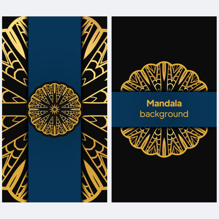 template with floral Mandala ornament. Lace pattern with hand drawn striped colorful Mandala. Vector illustrationのイラスト素材