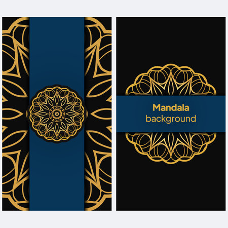 Cards or Invitations with tribal ethnic mandala ornament. For wedding, bridal, Valentine's day, greeting card or birthday invitation. Vector illustrationのイラスト素材