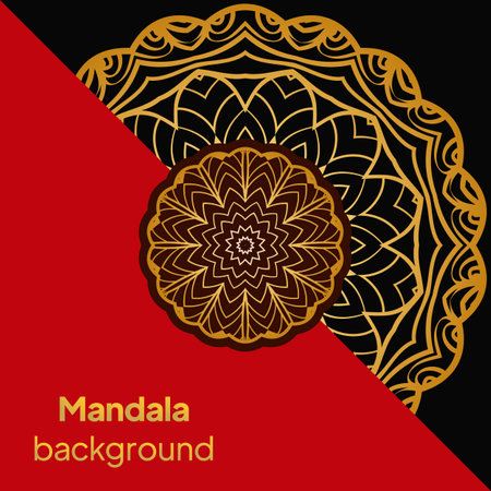wedding invitations or greeting cards with colorful mandala on color background. Business card. Vintage decorative elements. Vector illustrationのイラスト素材