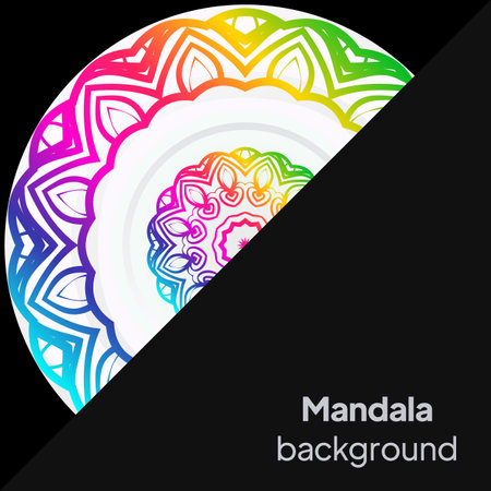 Vector mandala floral background for greeting invitation card, design element. Place for text.のイラスト素材
