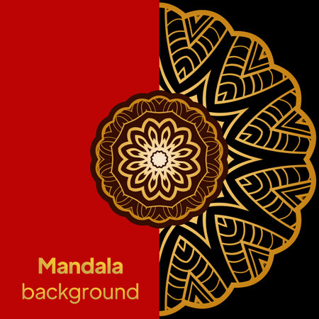 wedding invitations or greeting cards with colorful mandala on color background. Business card. Vintage decorative elements. Vector illustrationのイラスト素材