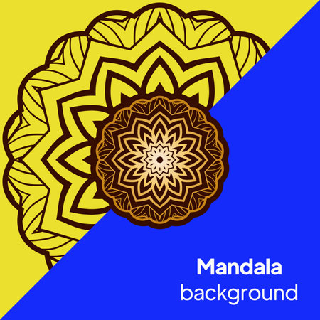 Creative invitation card template with floral round mandala. Vector illustration.のイラスト素材
