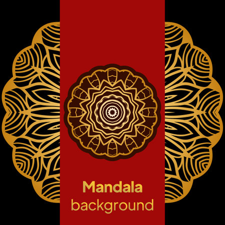 Invitation or wedding card with mandala. Template of greeting card, background pattern, fashion design. Vector illustrationのイラスト素材