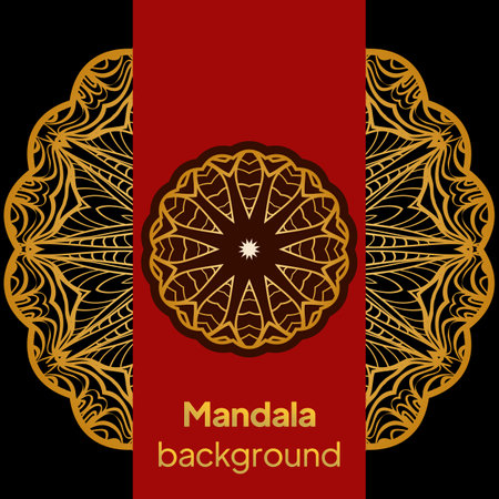 Color greeting card. Ethnic mandala pattern. Hand drawn vector illustrationのイラスト素材