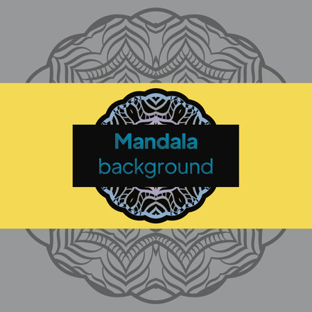 Decorative Template Card with Round Mandala From Floral Elements. Vector Illustration.のイラスト素材
