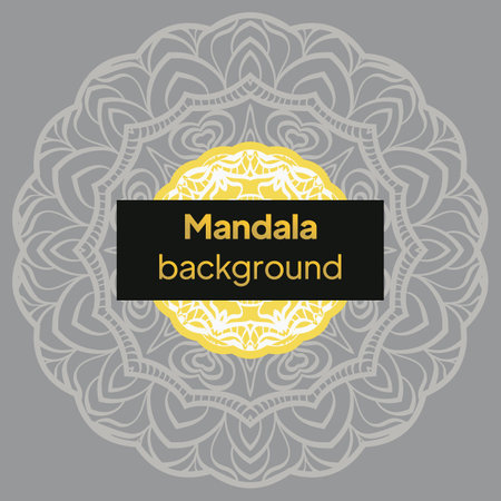 Decorative Template Card with Round Mandala From Floral Elements. Vector Illustration.のイラスト素材