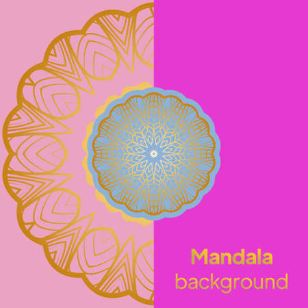 Decorative Template Card with Round Mandala From Floral Elements. Vector Illustration.のイラスト素材