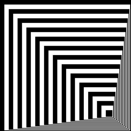 Black white line distortion illusion design. Geometric stripped pattern. Vector monochrome background.の素材 [FY310164083920]