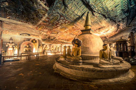Buddha statues in Dambulla Cave Temple, Srilankaの写真素材