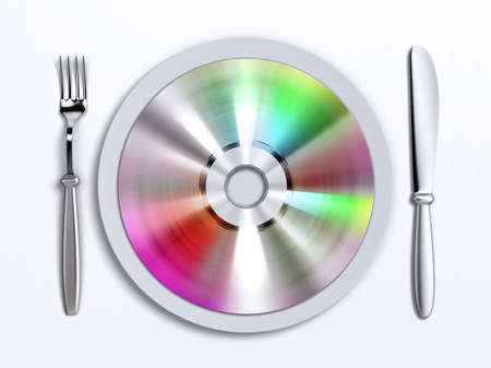 A dish with compact disc on it