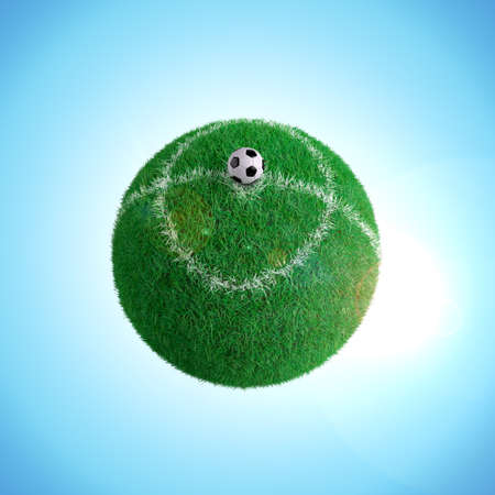 A soccer ball on spherical fieldの写真素材