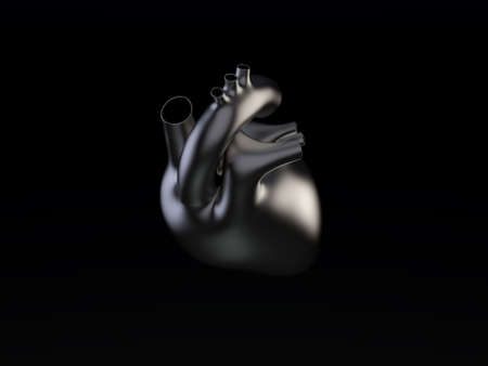 Human metal heart isolated on white (top view)の写真素材