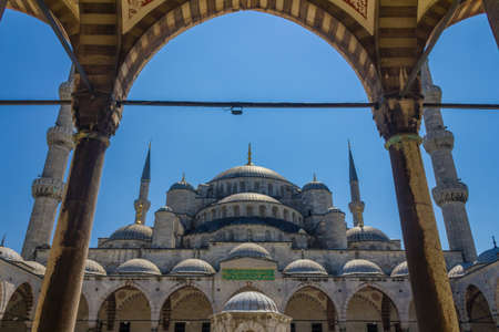Blue Mosque against the blue sky in Istanbul at summerの写真素材