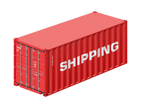 Shipping container isolated on white, realistic vector illustrationのイラスト素材