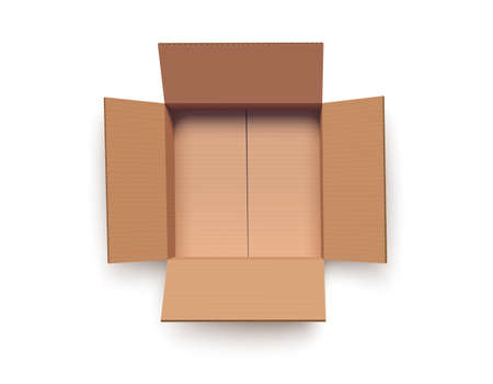 Empty open cardboard box isolated on white vector illustrationのイラスト素材