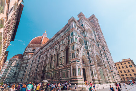 Florence, Italy - August 06, 2017: Duomo Santa Maria del Fiore roman catholic church building,...
