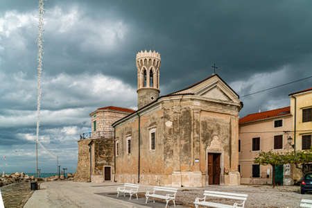Church of Mary Healing or Cerkev Marije Zdravja in Piran, Sloveniaの写真素材