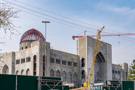 March 23, 2020 - Tashkent, Uzbekistan: Site of new big mosque buildingのeditorial素材