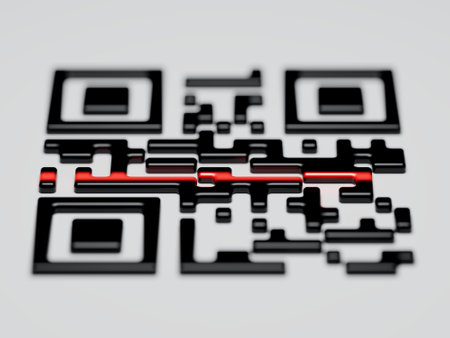 3d isometric illustration of scanning Qr codeの写真素材