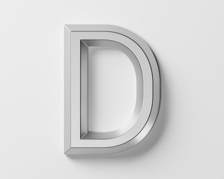 Letters made of metal. 3d illustration of iron alphabet isolated on white backgroundの写真素材