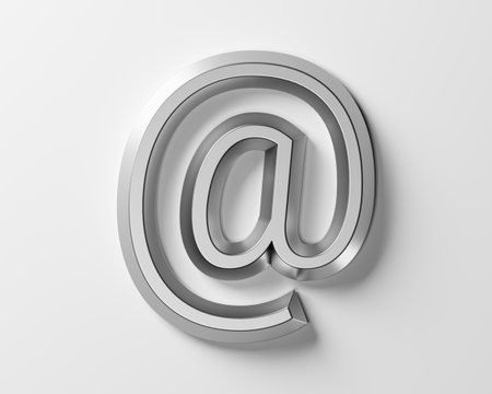 Symbols made of metal. 3d illustration of iron alphabet isolated on white backgroundの写真素材