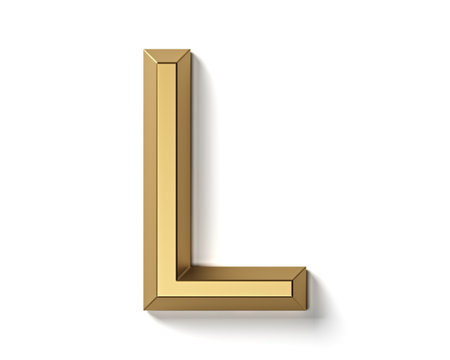 Letters made of gold. 3d illustration of golden alphabet isolated on white backgroundの写真素材