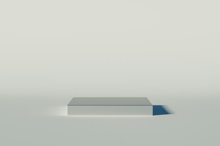 3d presentation metallic pedestal over white background. 3d rendering of mockup of presentation podium for display or advertising purposesの写真素材