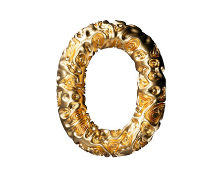 Letters made of gold. 3d illustration of golden alphabet isolated on white backgroundの写真素材