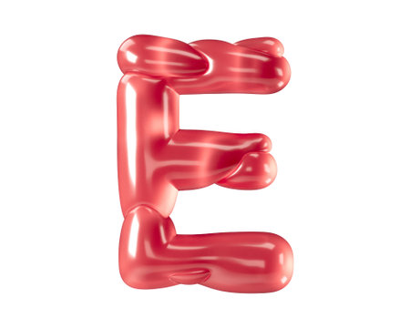 Letters made of bizarre balloons. 3d illustration of red alphabet isolated on white backgroundの写真素材