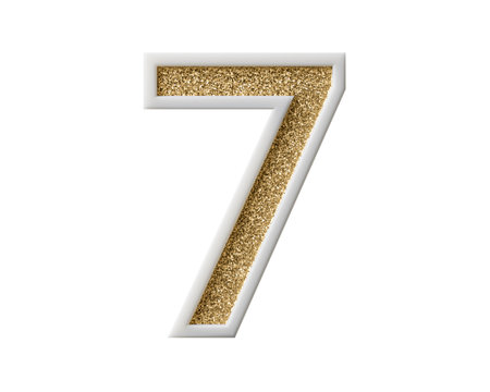 Candle wax digit with shiny gold coating inside. 3d illustration of birthday or party figure...