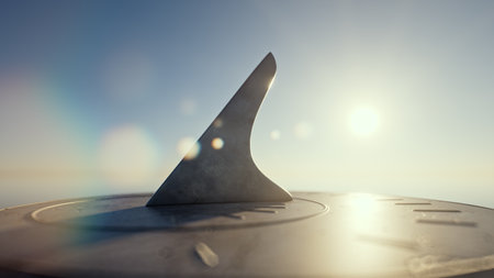 Closeup of sundial with gnomon at sunrise, realistic 3d renderの写真素材