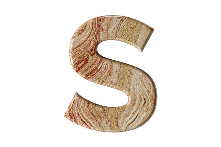 Letter sculpted from warm-toned marble, stands tall and elegant, a symbol of resilience and refinement. 3d illustration of iron alphabet isolated on white background, 3d renderの写真素材