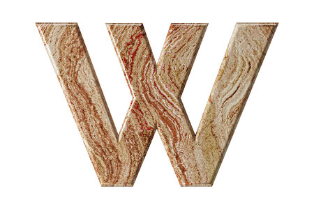 Letter sculpted from warm-toned marble, stands tall and elegant, a symbol of resilience and refinement. 3d illustration of iron alphabet isolated on white background, 3d renderの写真素材