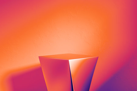 3d presentation background pedestal or dais made of gold in room illuminated by sunlight. 3d rendering of mockup of presentation podium for display or advertising purposesの写真素材