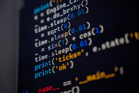 A detailed view of programming code displayed on a screen, featuring functions like print, sin, and...