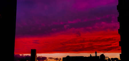 Amazing reddish sky during twilight