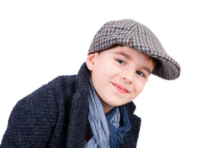 Boy with hat and scarfの写真素材