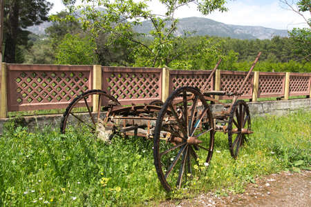 an abandoned carriage in wildernessの写真素材